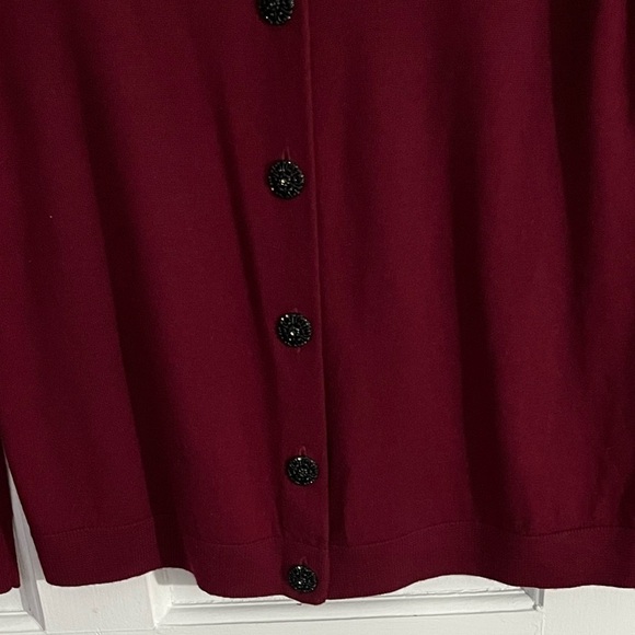 Talbots 100% Pure Merino Wool Button Front Cardigan Sweater Oxblood Size LP - Picture 6 of 14